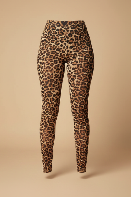 Pantalon Léopard Skinny Marron Ajusté Sexy Tendance - Imprimé Polyester - vue 3