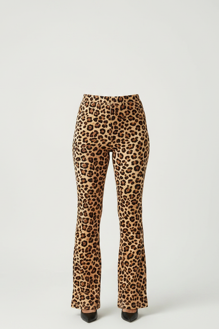 Pantalon Léopard Évasé Imprimé Ajusté Femme - Maille - vue 3