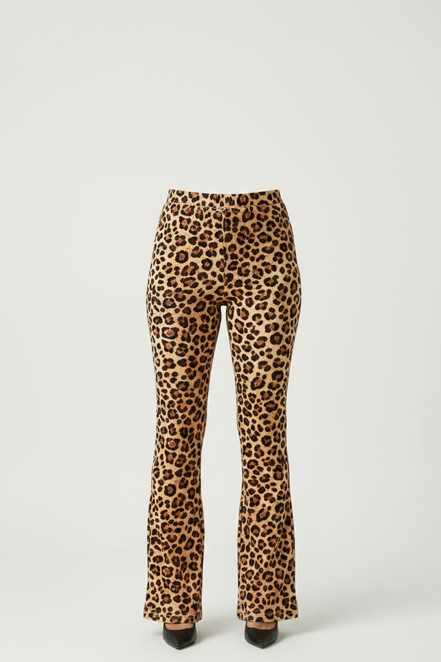 Pantalon Léopard Évasé Imprimé Ajusté Femme - Maille - vue 3