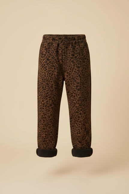 Pantalon Léopard Marron Imprimé Hiver Molletonné Enfant - vue 3