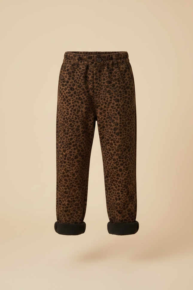 Pantalon Léopard Marron Imprimé Hiver Molletonné Enfant - vue 3