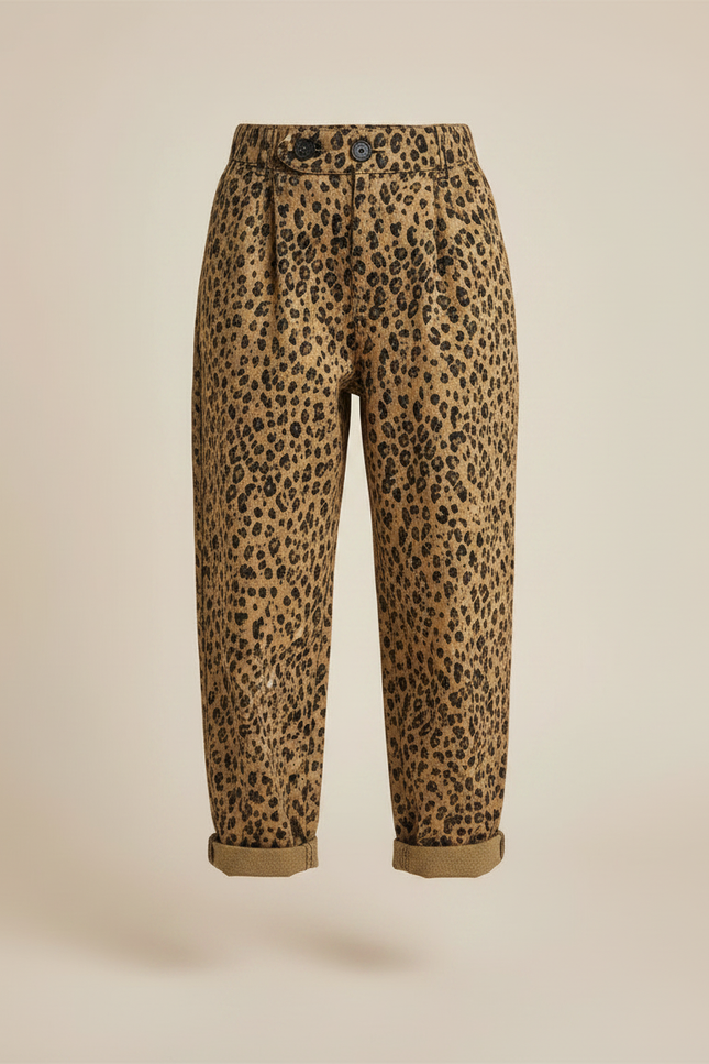 Pantalon Léopard Marron Ample Coton Enfant - vue 3