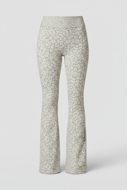 Pantalon Léopard Gris Moulant Imprimé Évasé Femme - Maille - vue 3