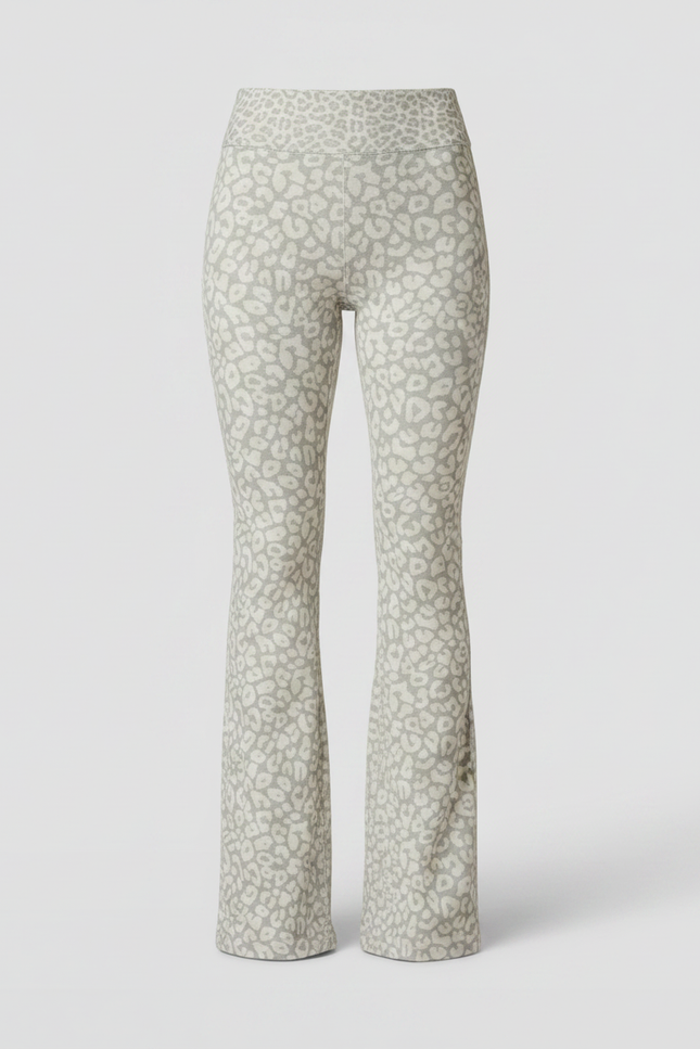 Pantalon Léopard Gris Moulant Imprimé Évasé Femme - Maille - vue 3