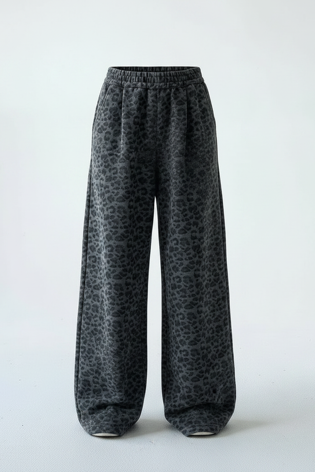 Pantalon Léopard Gris Ample Molleton Hiver - vue 3