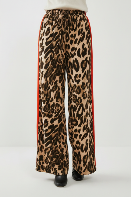 Pantalon Leopard Bande Rouge - Imprimé Viscose - vue 3