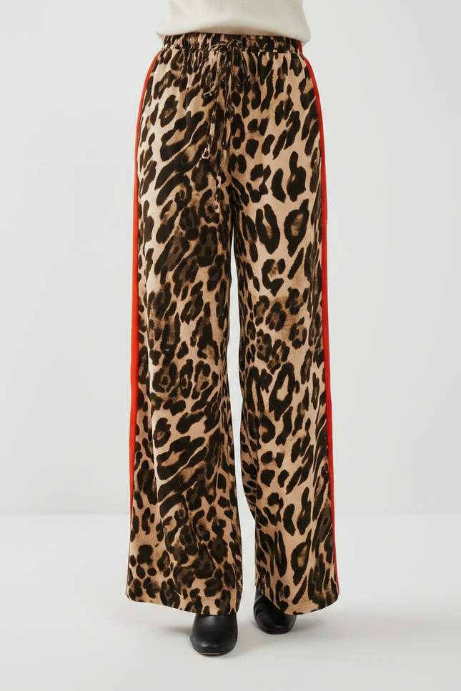 Pantalon Leopard Bande Rouge - Imprimé Viscose - vue 3