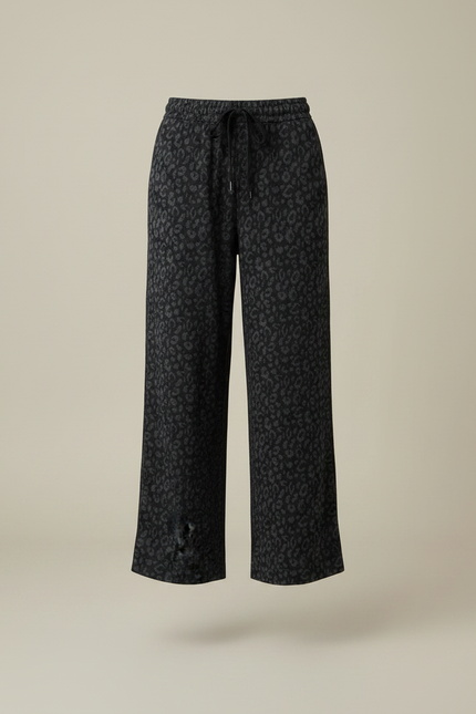 Pantalon Léopard Gris Foncé Large Molletonné Décontracté - Imprimé - vue 3