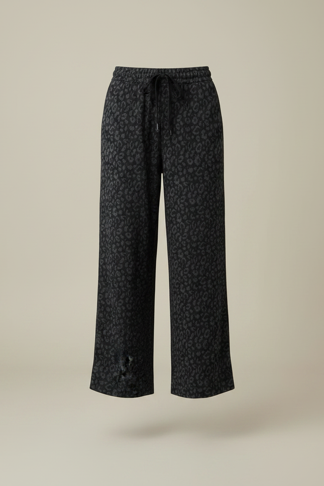 Pantalon Léopard Gris Foncé Large Molletonné Décontracté - Imprimé - vue 3