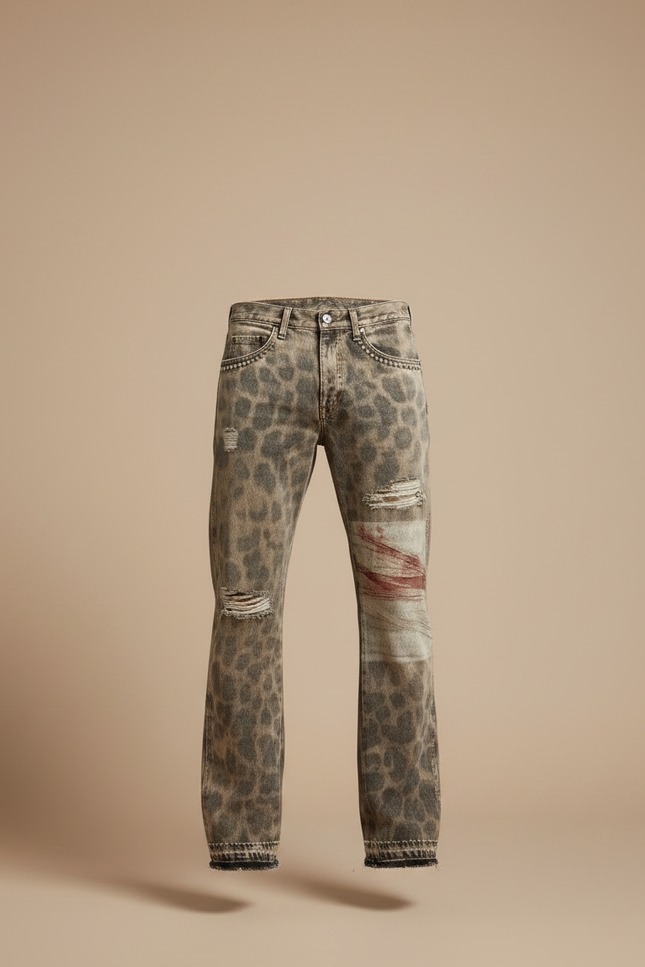 Pantalon Droit Leopard - Imprimé Jean - vue 3