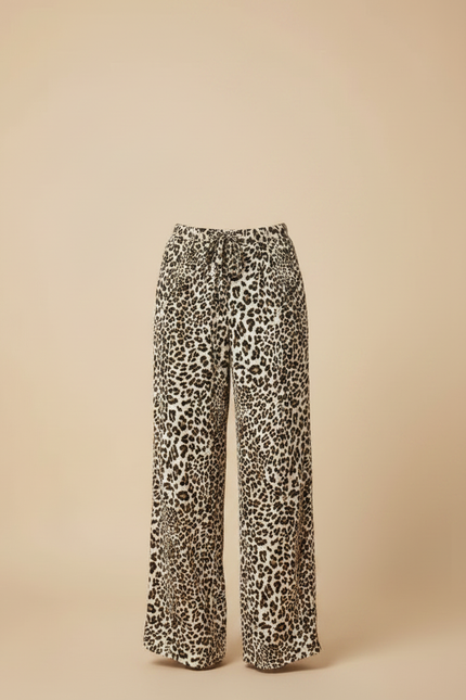 Pantalon Léopard Fluide Imprimé Taille Haute Décontracté - Viscose - vue 3