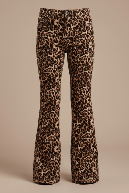 Pantalon Léopard Marron Évasé Enfant Confortable - Imprimé Velours - vue 3