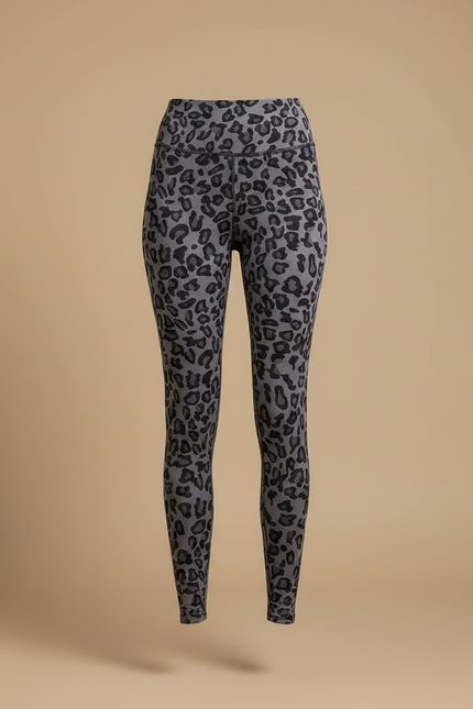 Pantalon Léopard Gris Imprimé Slim Élastique Femme - Maille - vue 3