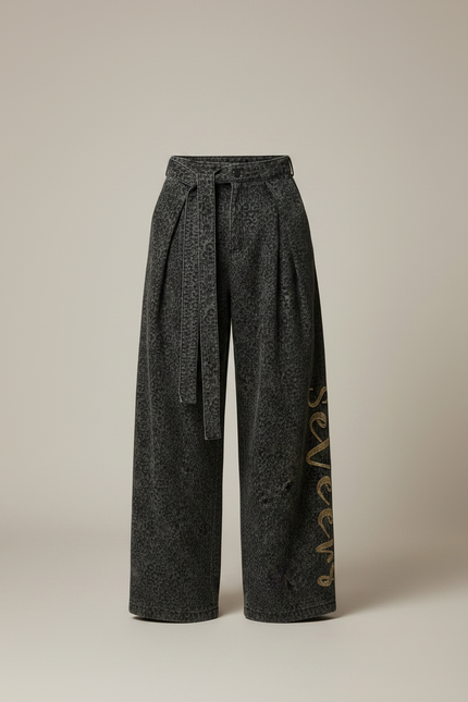 Pantalon Plissé Leopard - Imprimé Jean - vue 3