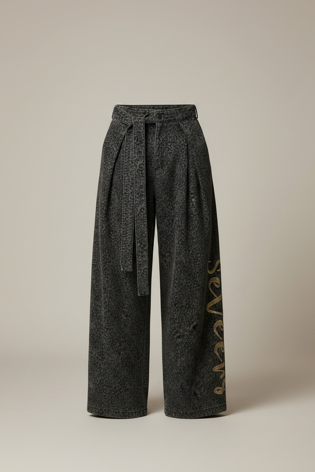 Pantalon Plissé Leopard - Imprimé Jean - vue 3