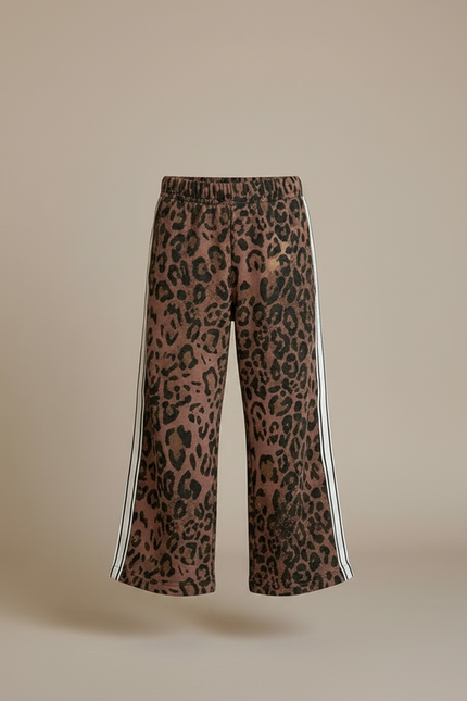 Pantalon Léopard Marron Ample Bandes Blanches - Molleton - vue 3