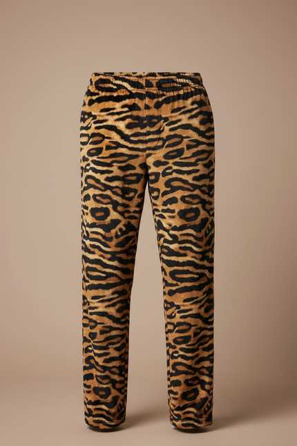 Pantalon Léopard Marron Ample Imprimé Doux Homme - Molleton - vue 3
