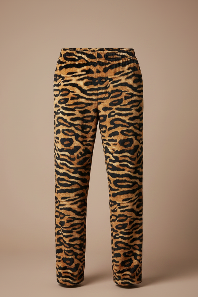 Pantalon Léopard Marron Ample Imprimé Doux Homme - Molleton - vue 3