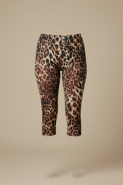 Pantalon Léopard Court Moulant Imprimé Marron Femme - Polyester - vue 3