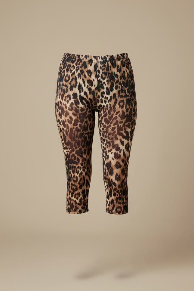 Pantalon Léopard Court Moulant Imprimé Marron Femme - Polyester - vue 3