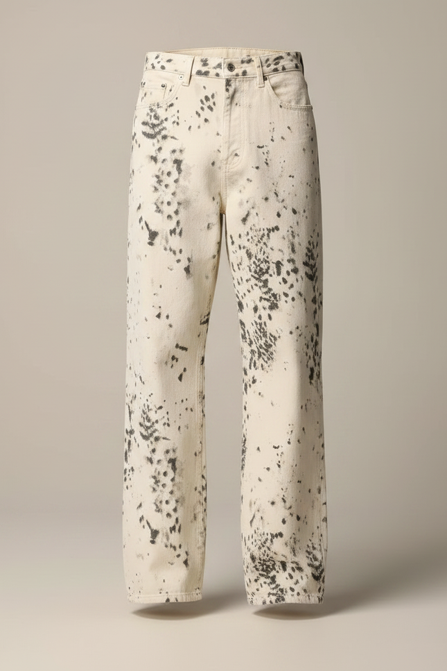 Pantalon Léopard Blanc Imprimé Décontracté Homme - Jean - vue 3