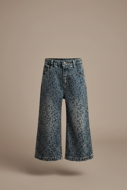 Pantalon Léopard Denim Ample Délavé Enfant - Imprimé Jean - vue 3