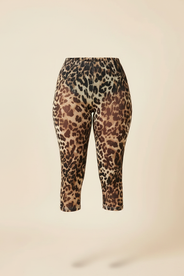 Pantalon Léopard Court Moulant Élastique Imprimé Y2K - Maille - vue 3
