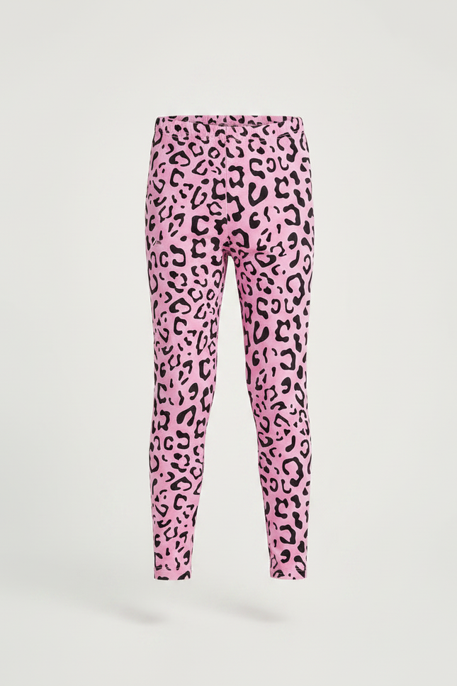 Pantalon Léopard Rose Noir Enfant Slim Confortable - Maille - vue 3