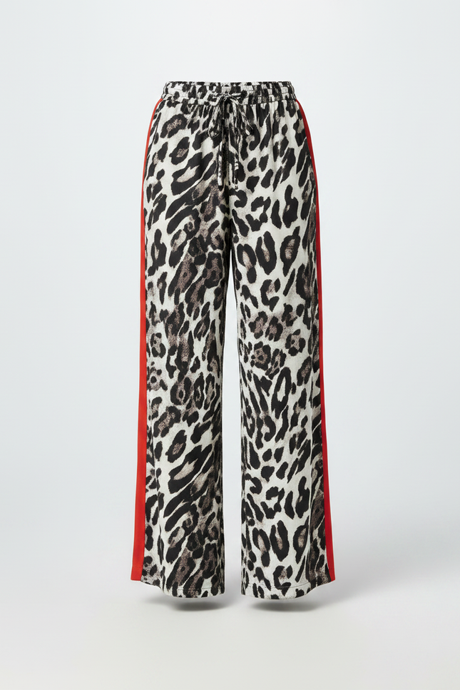 Pantalon Léopard Fluide Imprimé Animal Rayures Rouges - Viscose - vue 3