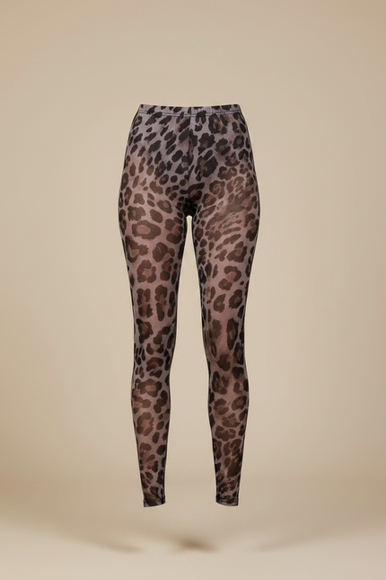 Pantalon Léopard Transparent Moulant Imprimé Animal Sexy - Maille - vue 3