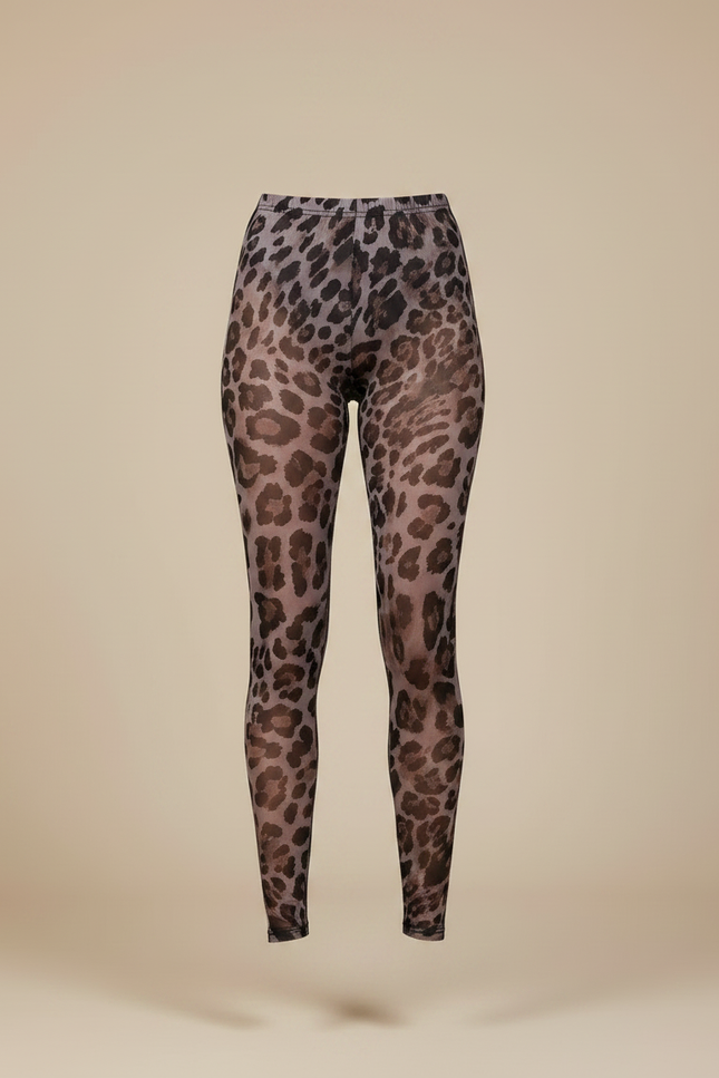 Pantalon Léopard Transparent Moulant Imprimé Animal Sexy - Maille - vue 3