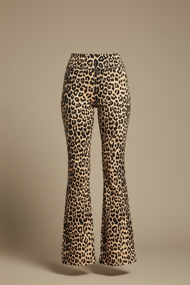 Pantalon Léopard Évasé Imprimé Fluide Confortable Femme - Maille - vue 3