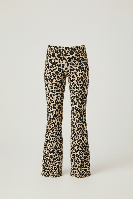 Pantalon Léopard Évasé Imprimé Marron Ajusté Fille - Maille - vue 3