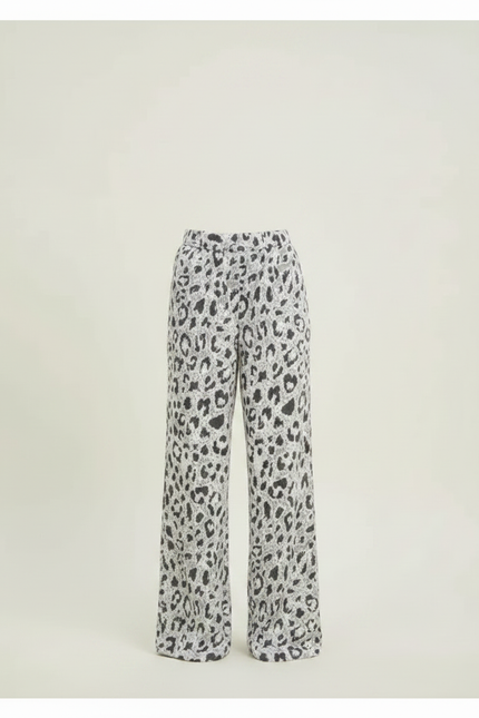Pantalon Léopard Gris Ample Décontracté Fluide - Viscose - vue 3