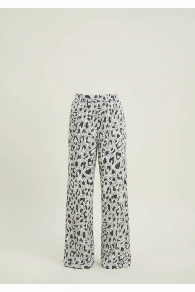 Pantalon Léopard Gris Ample Décontracté Fluide - Viscose - vue 3