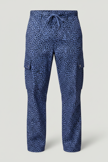 Pantalon Léopard Bleu Décontracté Cargo Homme - Toile - vue 3