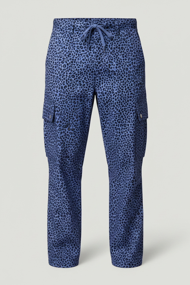 Pantalon Léopard Bleu Décontracté Cargo Homme - Toile - vue 3