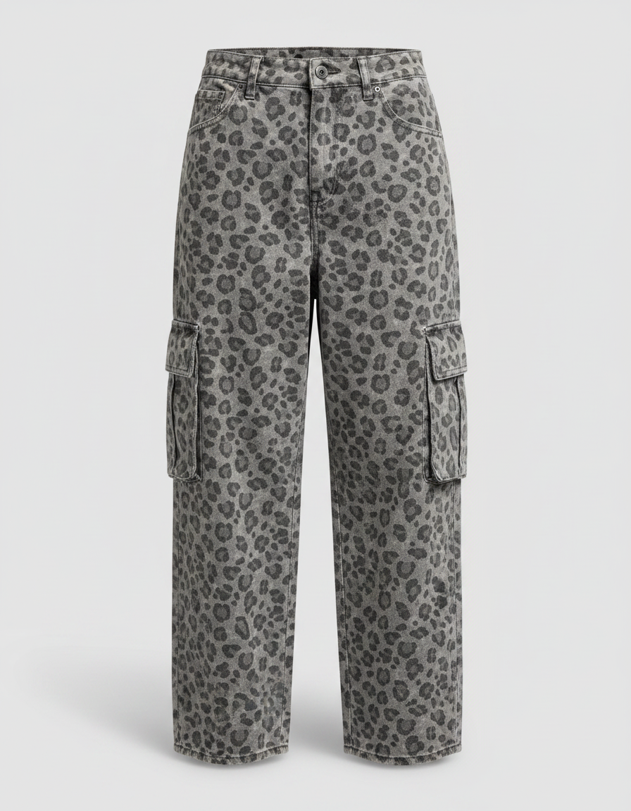 Pantalon Cargo Leopard Femme - Imprimé Jean - vue 2