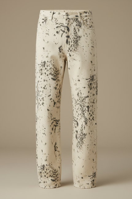 Pantalon Léopard Écru Imprimé Décontracté Ample Homme - Jean - vue 3