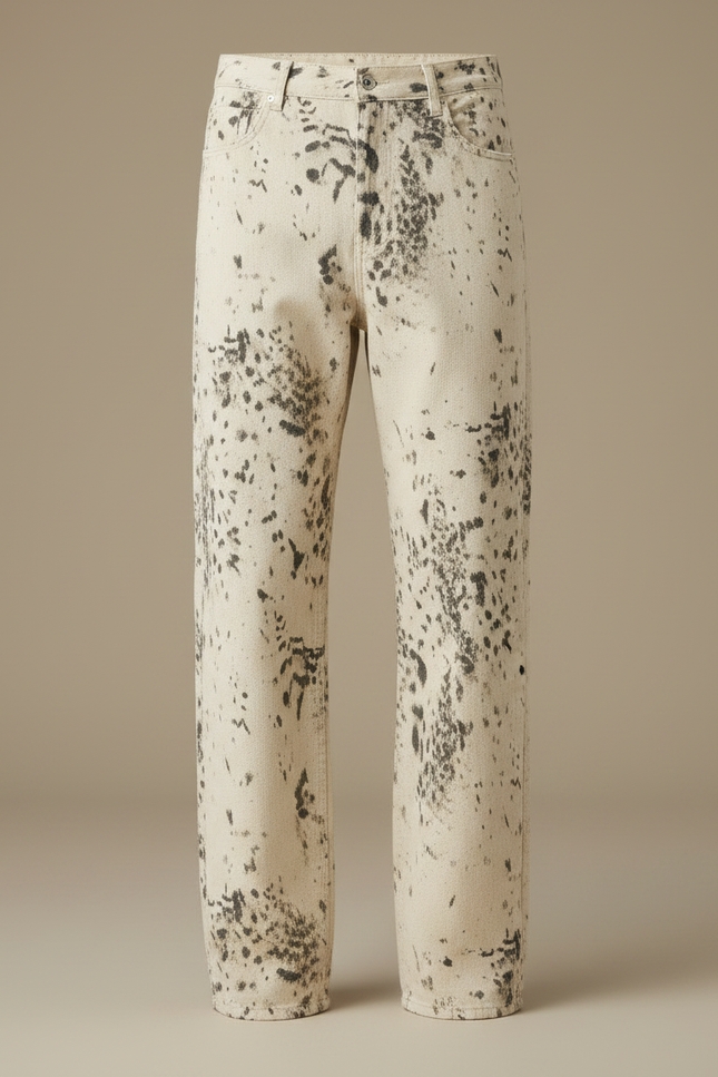 Pantalon Léopard Écru Imprimé Décontracté Ample Homme - Jean - vue 3