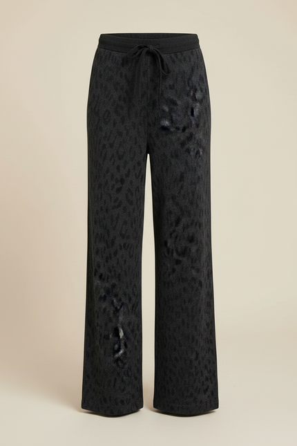 Pantalon Léopard Noir Ample Motif Discret Confortable - Molleton - vue 3