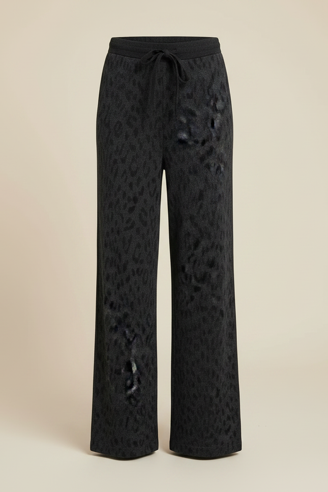 Pantalon Léopard Noir Ample Motif Discret Confortable - Molleton - vue 3