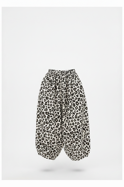 Pantalon Léopard Ample Imprimé Noir Blanc Fluide Fille - Viscose - vue 3