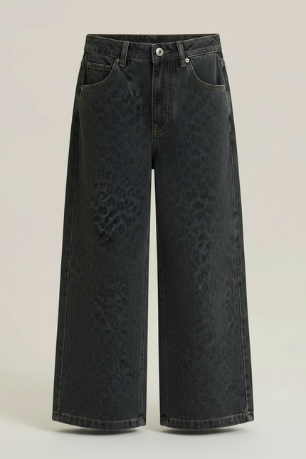 Pantalon Léopard Gris Ample Imprimé Fille - Jean - vue 3