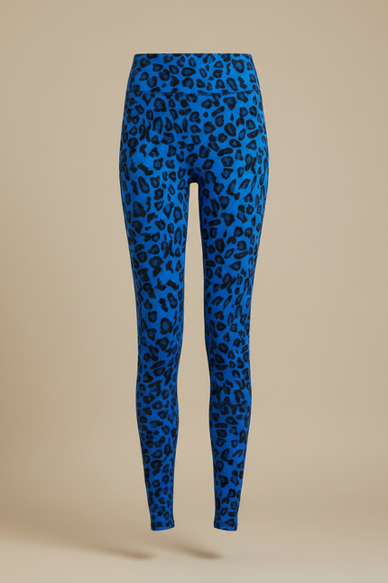 Pantalon Léopard Bleu Imprimé Ajusté Stretch Femme - Maille - vue 3