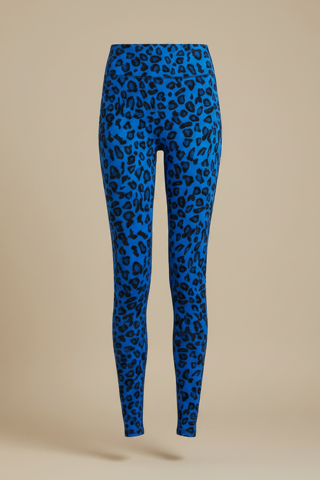 Pantalon Léopard Bleu Imprimé Ajusté Stretch Femme - Maille - vue 3