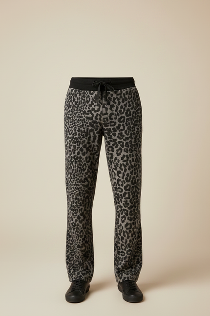 Pantalon Léopard Gris Ample Décontracté Homme Coton - Imprimé Molleton - vue 3