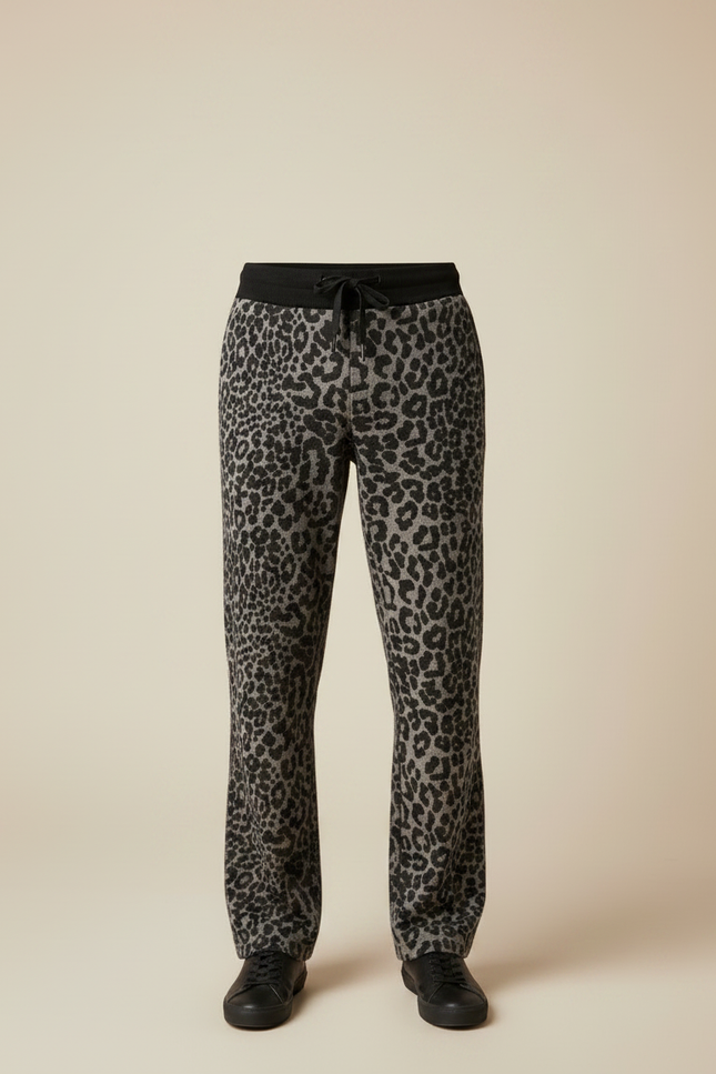 Pantalon Léopard Gris Ample Décontracté Homme Coton - Imprimé Molleton - vue 3