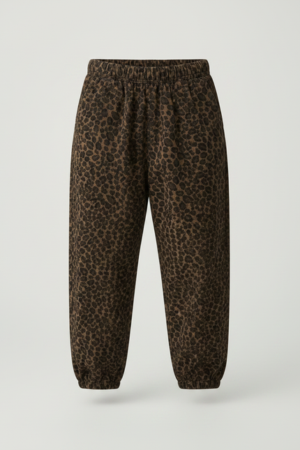 Pantalon Léopard Marron Ample Côtelé Enfant - Cordé - vue 3