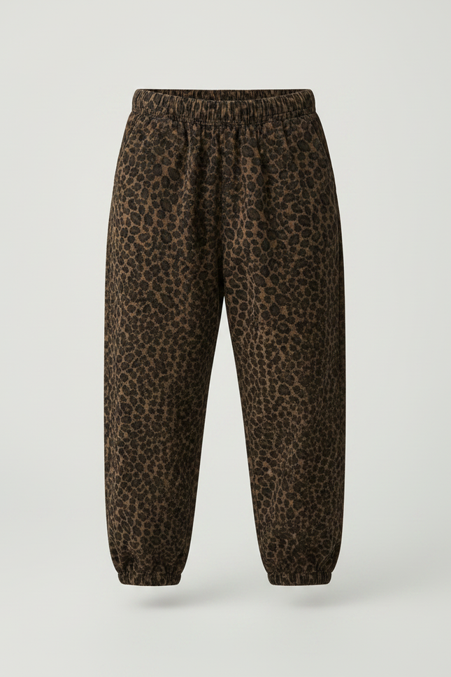 Pantalon Léopard Marron Ample Côtelé Enfant - Cordé - vue 3